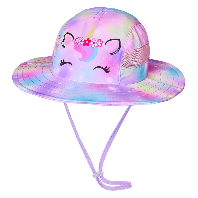 ICOSY Kids Sun Hat for Toddler Girls Unicorn Bucket Hats UV Protection Summer Hat for Kids Wide Brim Fishing Hat 2-8 Years Colorful - Image 1